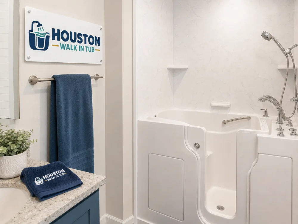 Finished bathroom with a walk-in tub, handheld shower wand and waterproof wall panels
